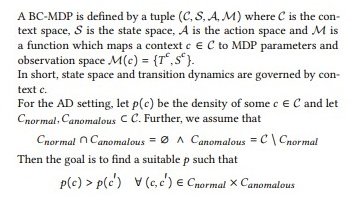 Mathematical formalism or diagram related to the block contextual MDP framework