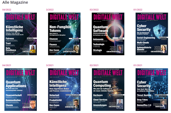 Cover collage of printed DIGITALE WELT Magazin issues